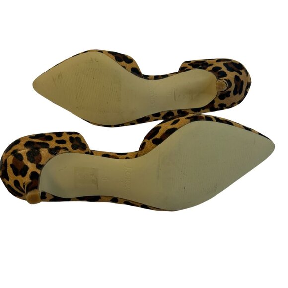 J. Crew Women's Size 5 Leopard Calf Hair Kitten Pointed Toe D'Orsay Pump Heels - Picture 10 of 16